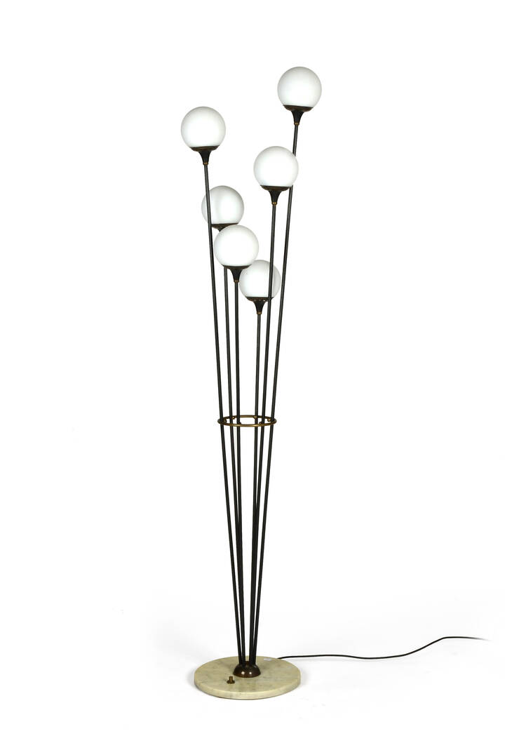 STILNOVO - Lampada da terra in metallo laccato, ottone e vetro 