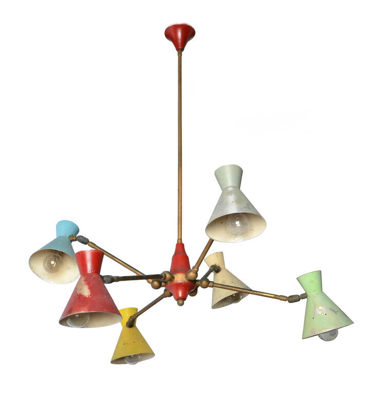 PRODUZIONE ITALIANA - Lampada a sospensione con coni colorati