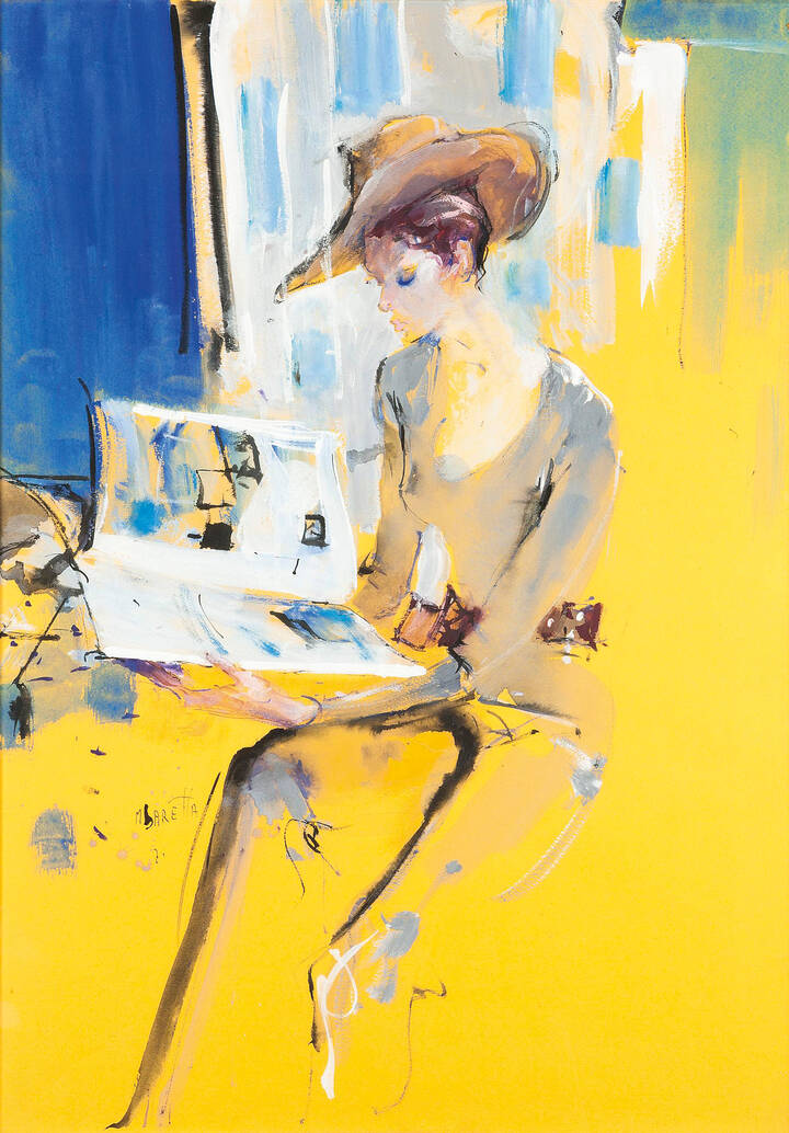 MICHELE BARETTA - 'Modella con cappello e giornale'