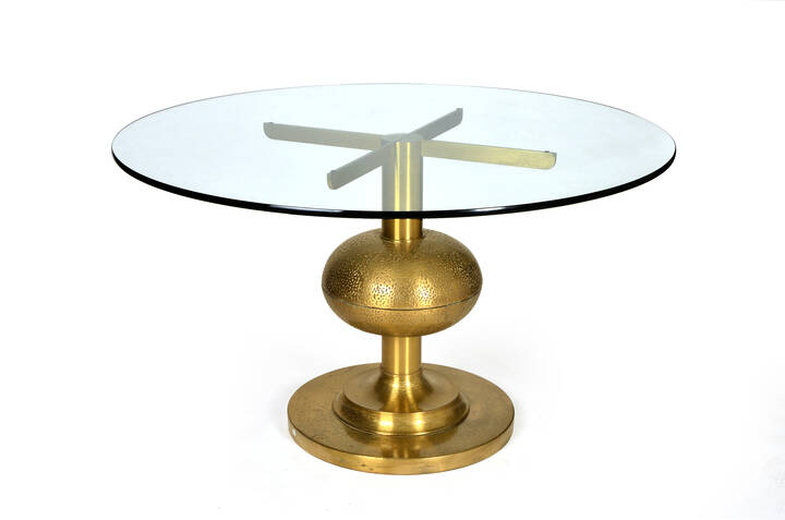 LUCIANO FRIGERIO - Tavolo con supporto in ottone lucido 