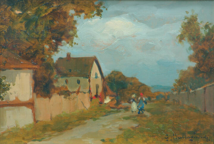 GIUSEPPE BUSCAGLIONE - 'Villaggio di campagna con figure'