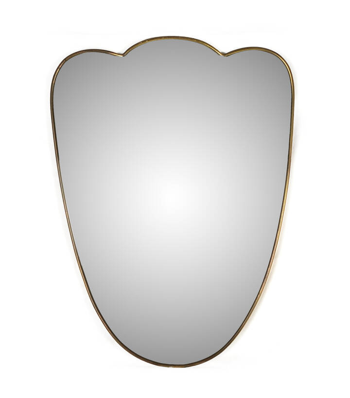 PRODUZIONE ITALIANA - Specchiera con bordo in ottone lucido e cristallo 