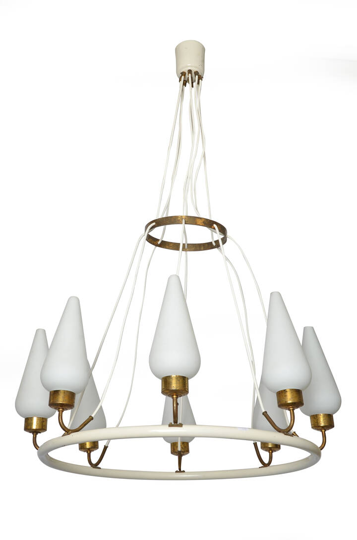 STILNOVO - Lampadario in metallo laccato, ottone e diffusori 