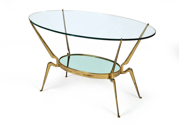 CESARE LACCA - Tavolino con struttura in ottone 