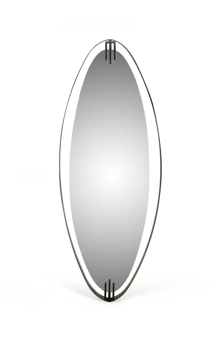 SANT'AMBROGIO DE BERTI - Specchio ovale con cornice in metallo verniciato.