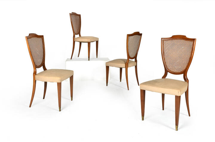 PAOLO BUFFA - Quattro sedie in legno, puntali in ottone