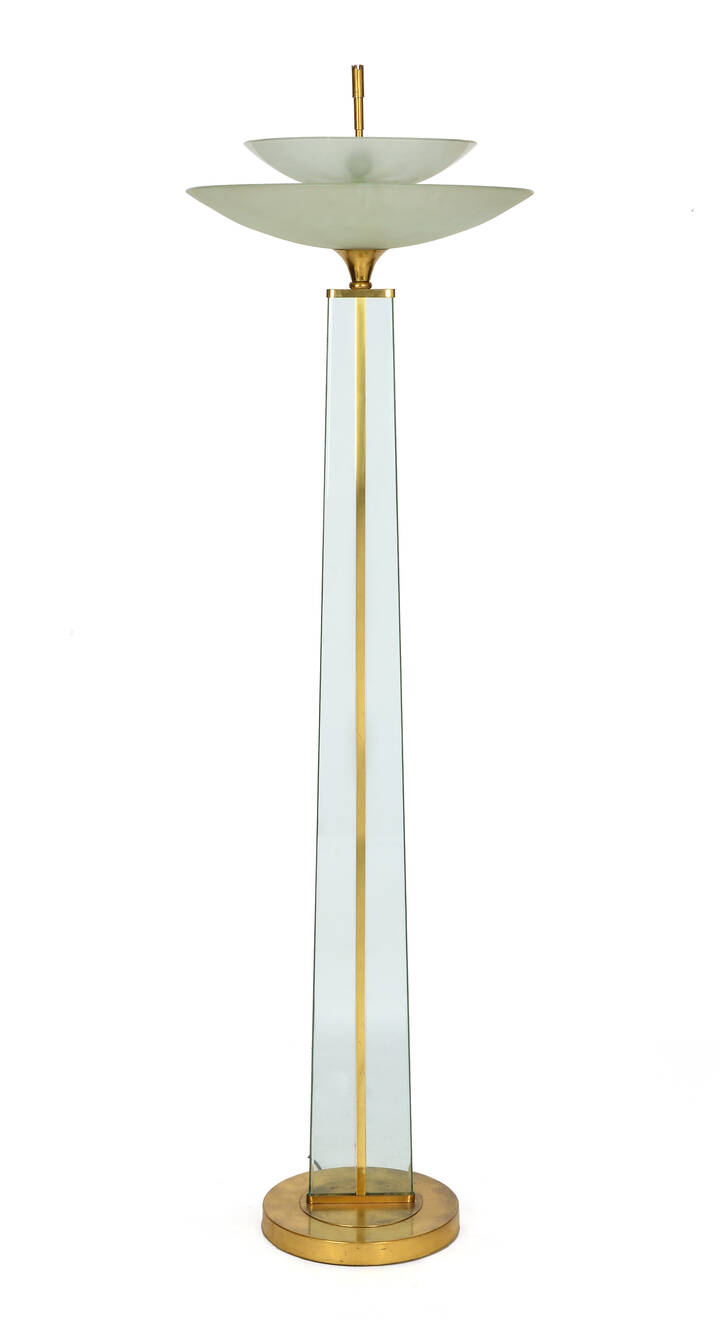 PIETRO CHIESA - Lampada da terra in ottone, cristalli molati