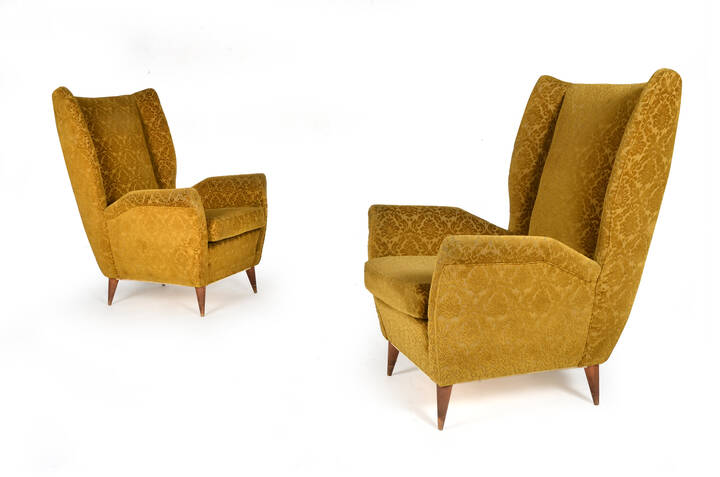 I.S.A - Coppia di poltrone in tessuto imbottito 