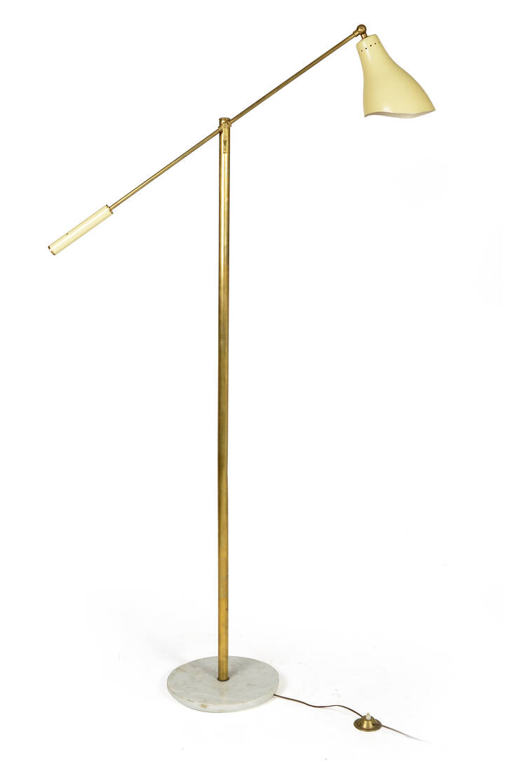 ARREDOLUCE - Lampada da terra monobraccio in ottone, diffusore