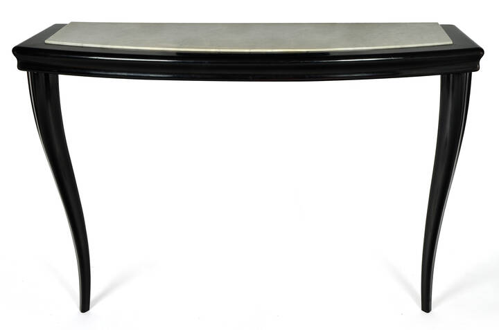 PRODUZIONE ITALIANA - Console in legno ebanizzato e piano in marmo