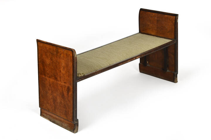 ERCOLE MERLOTTI TORINO - Panca in radica con seduta imbottita rivestita 