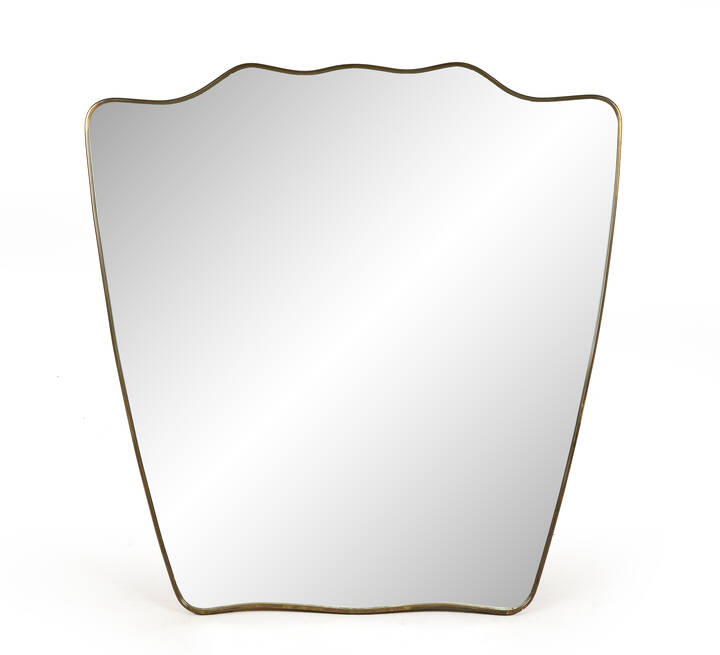 PRODUZIONE ITALIANA - Specchiera con bordo in ottone e vetro specchiato.