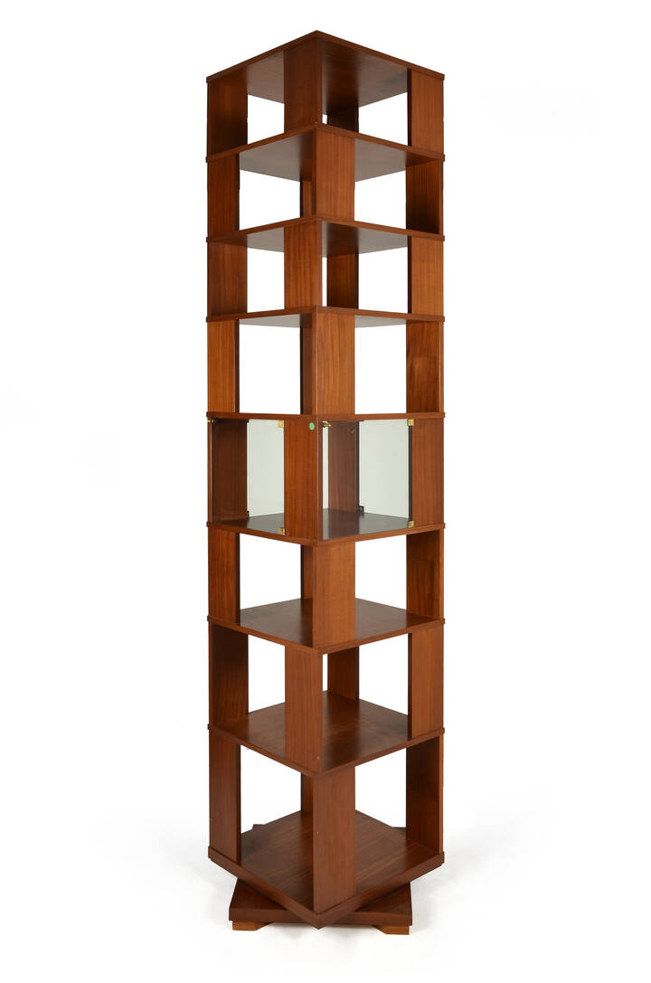 PRODUZIONE ITALIANA - Libreria in legno di noce verniciato e ante in cristallo