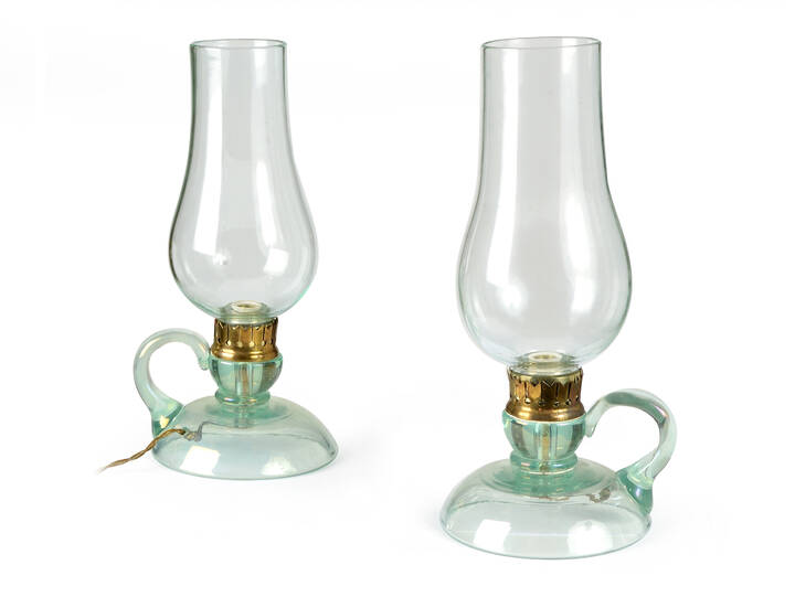 SEGUSO - Coppia di lampade da tavolo in cristallo molato,