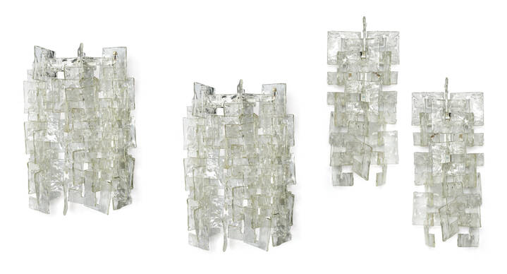 CARLO NASON - Quattro lampade a parete in vetro iridato 