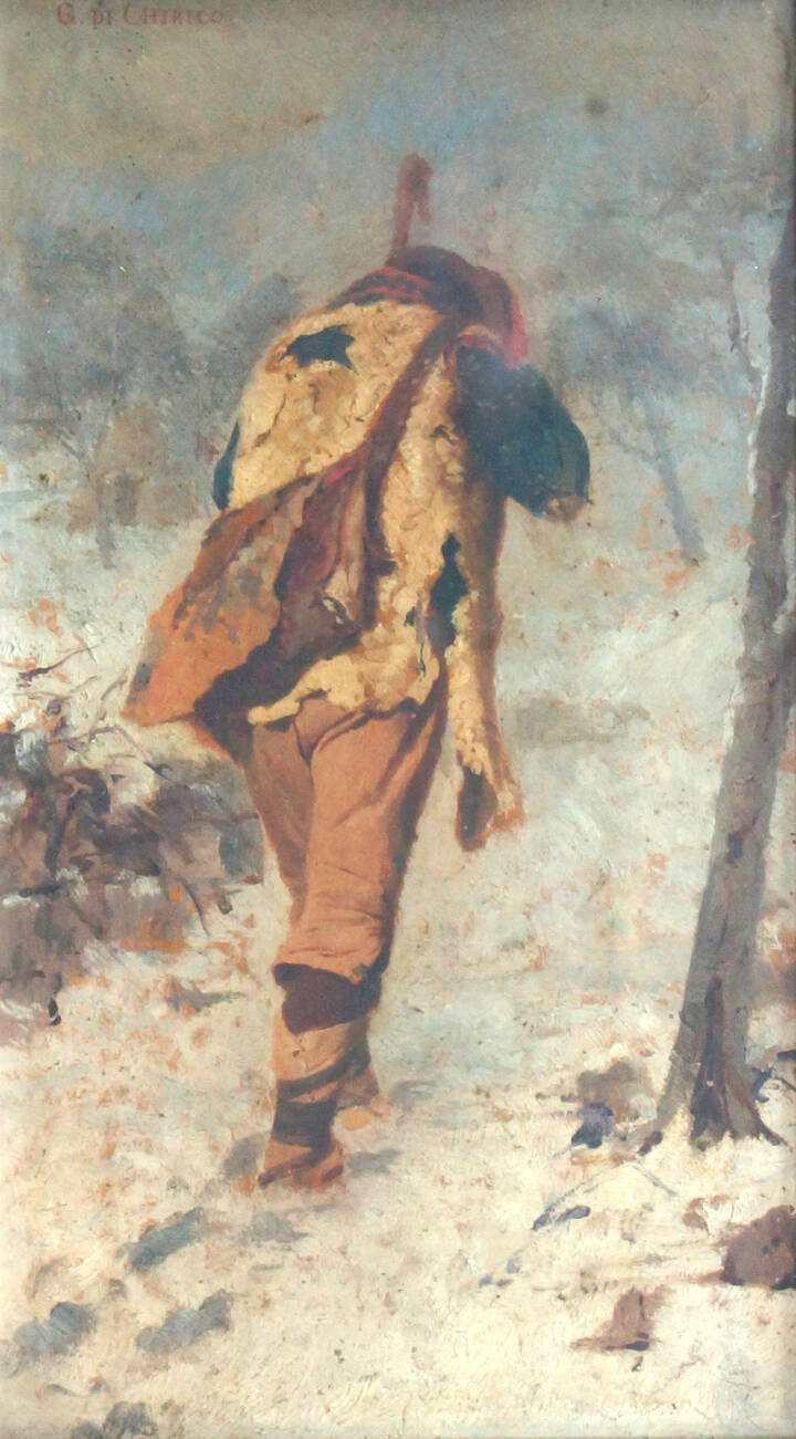 GIACOMO DE CHIRICO - 'Il cammino del pastore tra la neve'