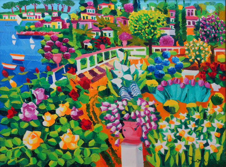 ATHOS FACCINCANI - 'Giardino fiorito sul Garda' 1999