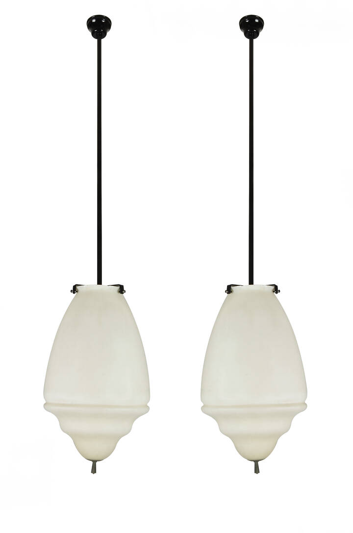 PRODUZIONE ITALIANA - Coppia di lampade a sospensione in metallo