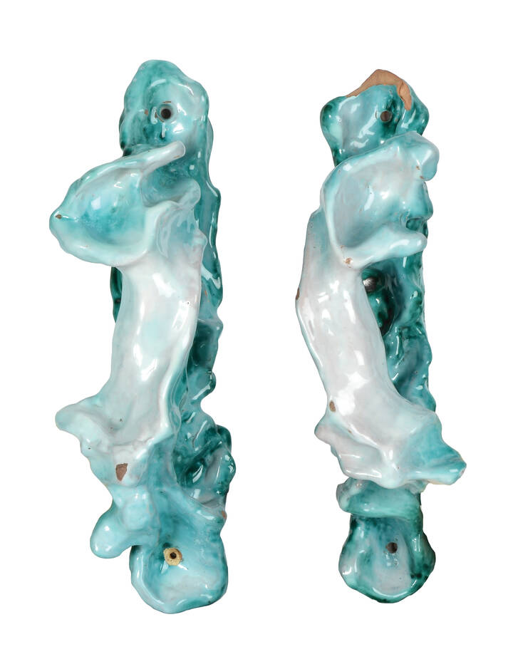 GABBIANELLI - Coppia di maniglie in ceramica invetriata verde e 