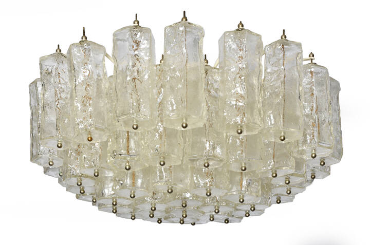 VENINI - Lampadario ad elementi in vetro corteccia