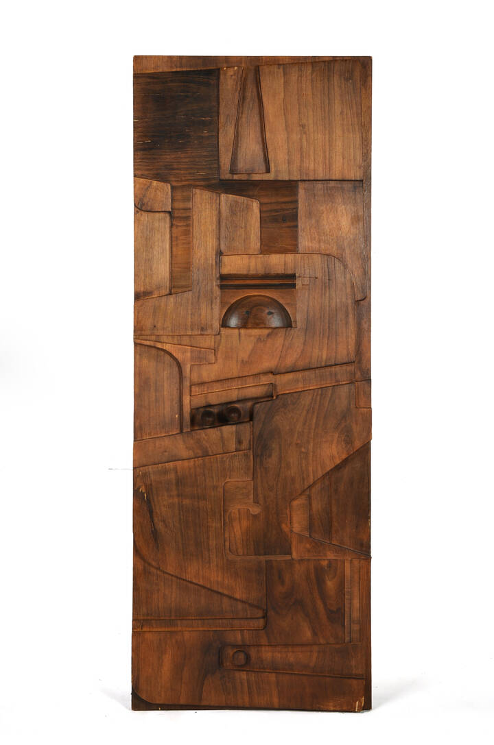 NERONE E PATUZZI GRUPPO NP2 - Pannello in legno pirografato e lavorato a mano.