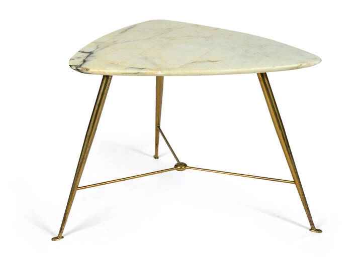 PRODUZIONE ITALIANA - Tavolino con struttura in ottone lucido e piano