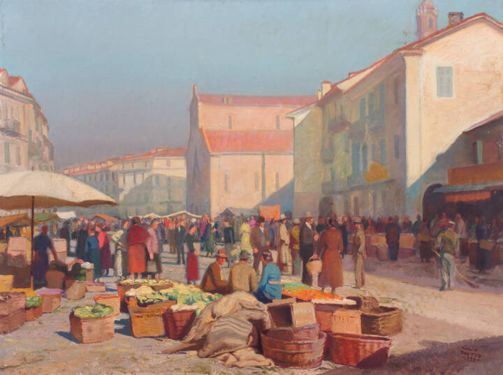GIULIO BOETTO - 'Mercato a Saluzzo' 1939