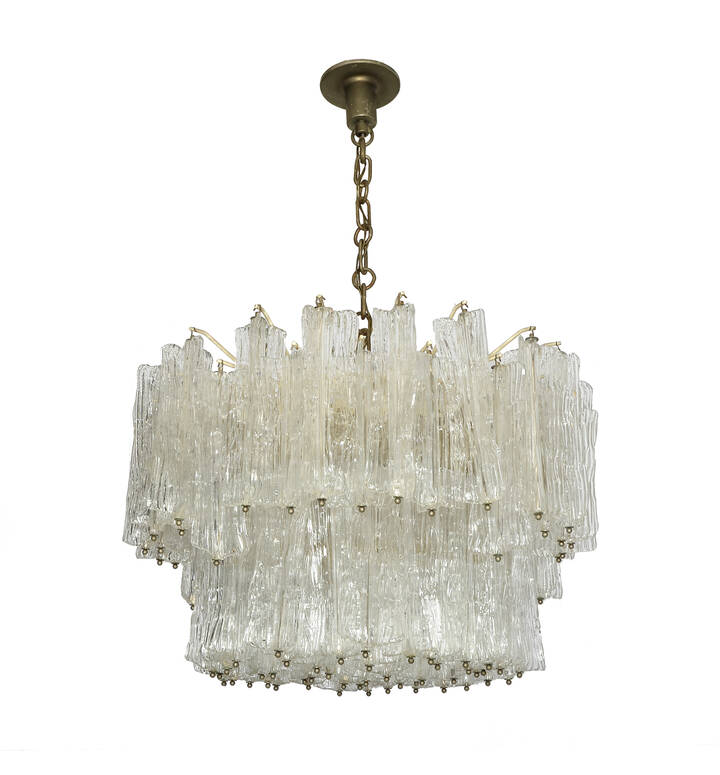 VENINI - Lampadario struttura in metallo con elementi 