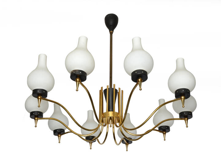 STILNOVO - Lampada a sospensione in ottone lucido e 