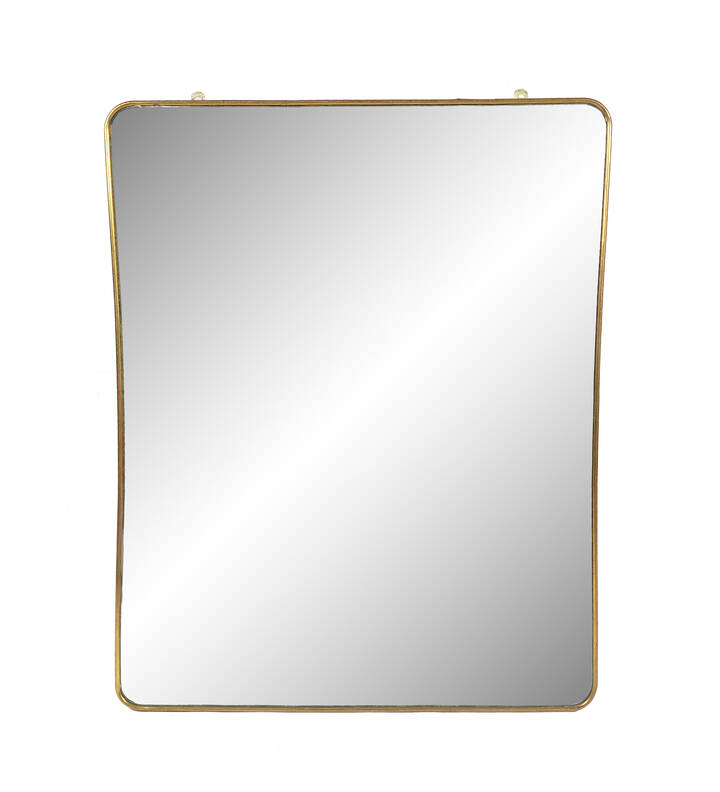 PRODUZIONE ITALIANA - Specchiera con cornice in ottone e vetro specchiato