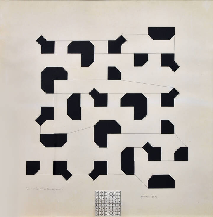 BRUNO MUNARI - 'Una linea di collegamento (Studio percettivo<br>sulla curva di Peano)' 1974