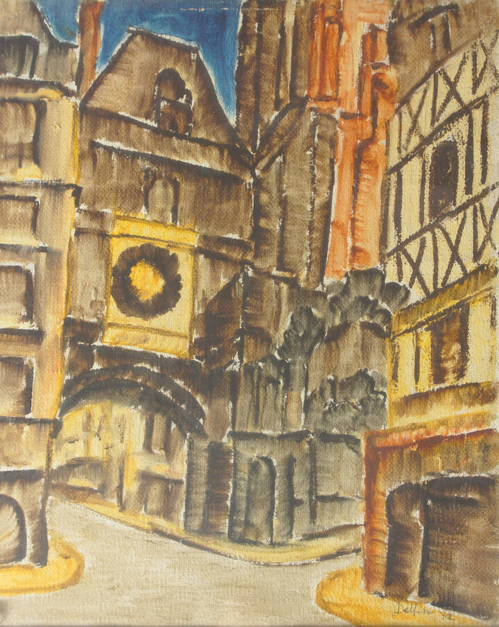 PITTORE NON IDENTIFICATO - 'Centro storico di un borgo tedesco' 1972