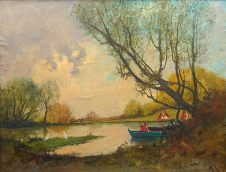 MARIO GACHET - 'In barca sul laghetto'