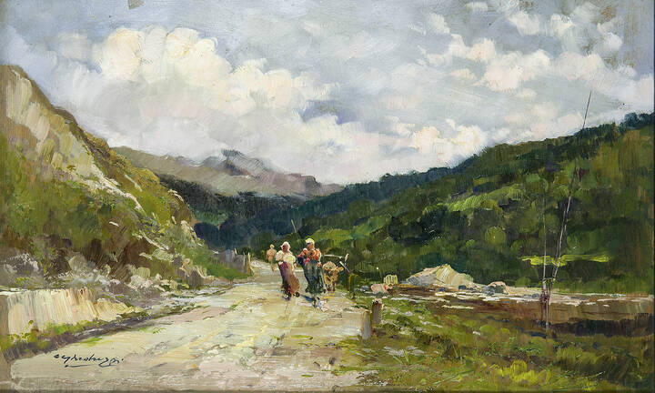 CESARE GHEDUZZI - 'Paesaggio con figure'