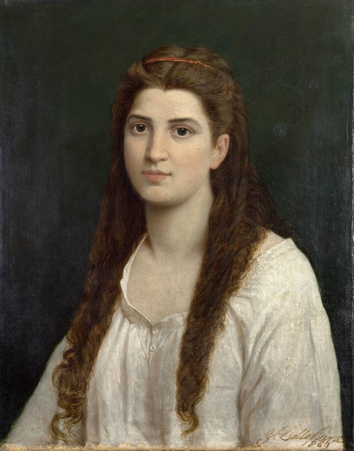 GIUSEPPE DELLEPIANE - 'Ritratto di fanciulla' 1869