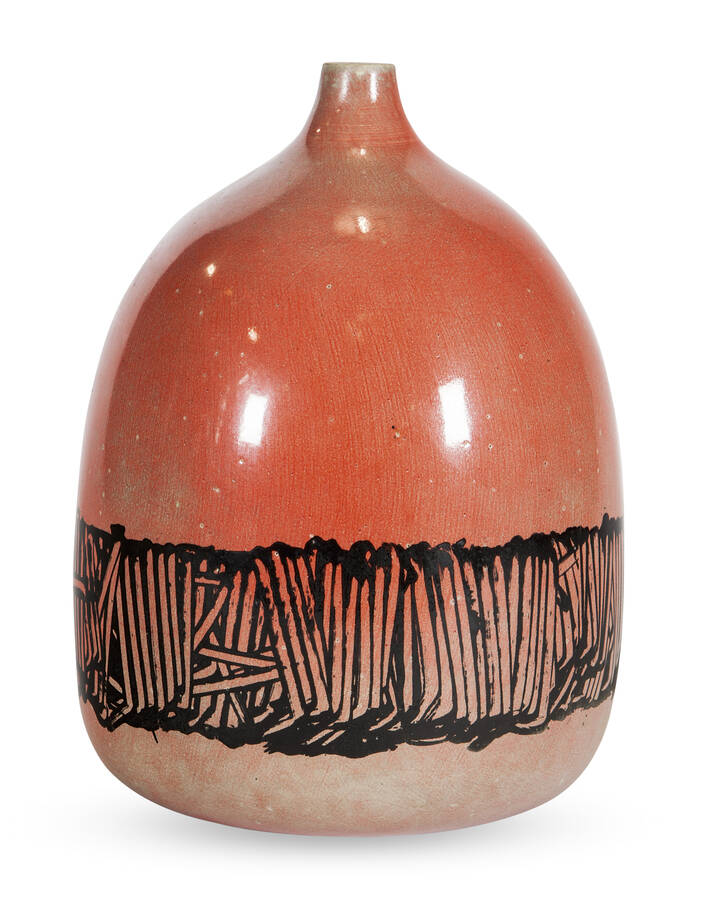 EMILIO SCANAVINO - Vaso fondo rosso 