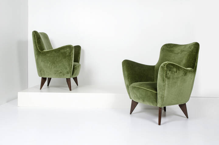 GUGLIELMO VERONESI - Coppia di poltrone mod. Perla <br>