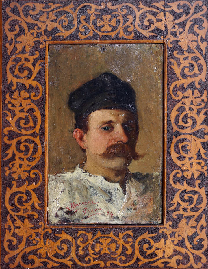 NATALE ATTANASIO - 'Ritratto maschile' Roma 1884