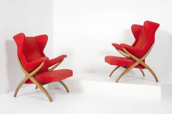 FRANCO ALBINI - Coppia di poltrone mod. Fiorenza