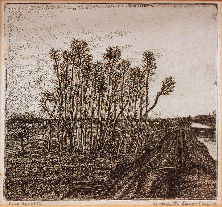 FRANCESCO (CINO) BOZZETTI - 'Il boschetto lungo l'argine' anni '930