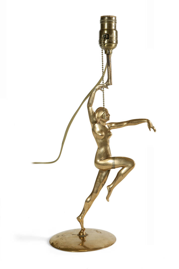LAMPADA - In ottone lucido raffigurante danzatrice