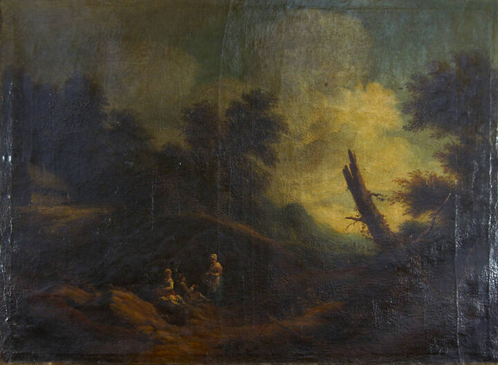 PITTORE ANONIMO DEL XVIII SECOLO - 'Paesaggio con pastori'