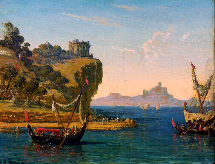 PITTORE ANONIMO - 'Dhow al rientro dalla pesca'