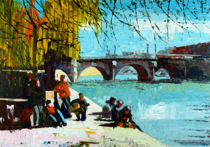 MARIO BERRINO - 'Ponte di Parigi con suonatori'