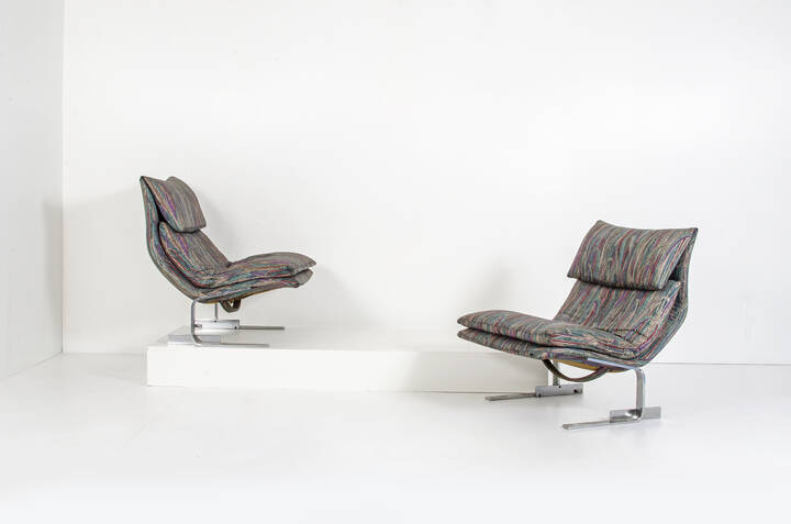 GIOVANNI OFFREDI - Coppia di poltrone mod. Onda
