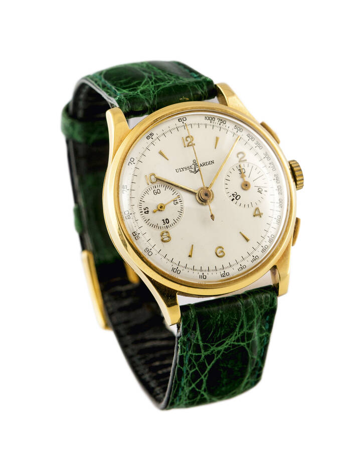 ULYSSE NARDIN - Cronografo a due contatori, ref. 650199, anni '40 