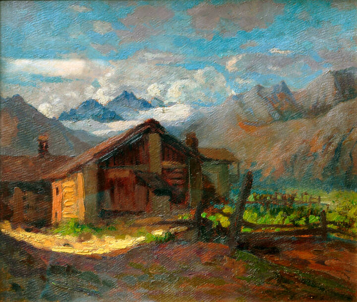 FELICE VELLAN - 'Baita in alta montagna'  agosto 1921