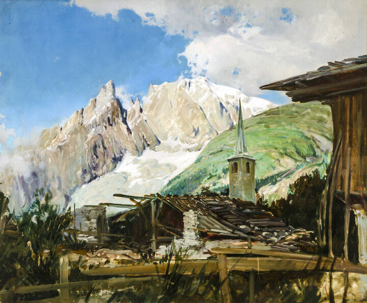OTTORINO CAMPAGNARI - 'Rustico ad Entrèves e Monte Bianco' 1949