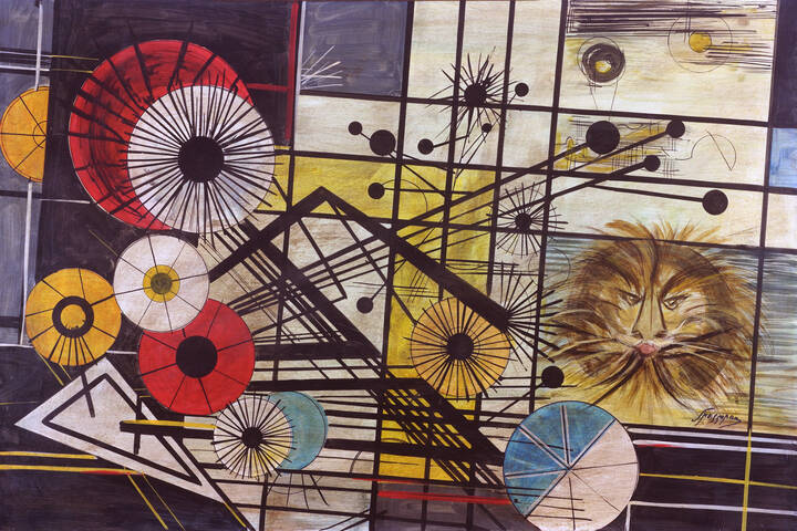 LUIGI SPAZZAPAN - 'Composizione geometrica con leone' 