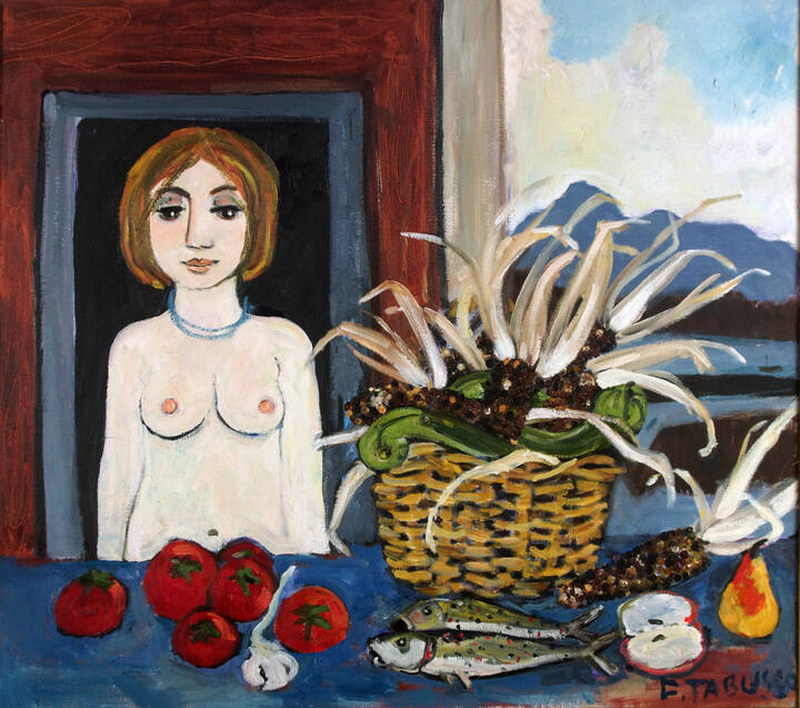 FRANCESCO TABUSSO - 'Ragazza con natura morta'  1985